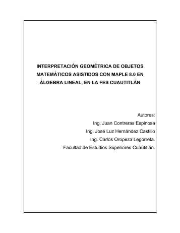 Interpretación geométrica de objetos matemáticos asistidos ... - UNAM