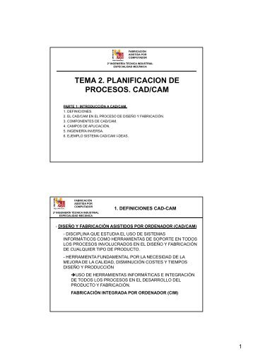 tema 2. planificacion de procesos. cad/cam - ISA Ingeniería de ...