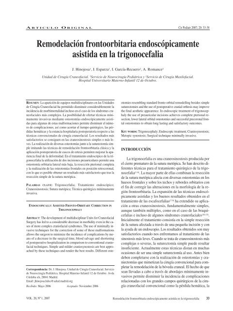 Remodelación frontoorbitaria endoscópicamente asistida en la ...