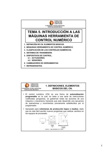 tema 5. introducción a las máquinas herramienta de control numérico