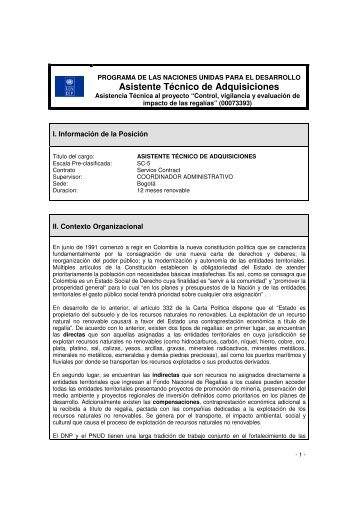 Asistente Técnico de Adquisiciones - PNUD Colombia