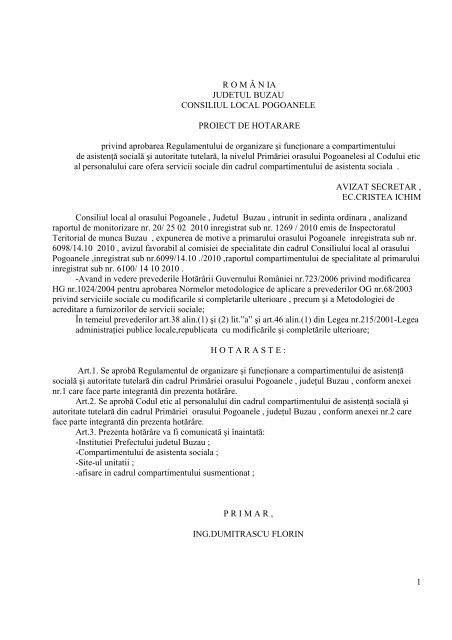 Regulament Asistenta Sociala