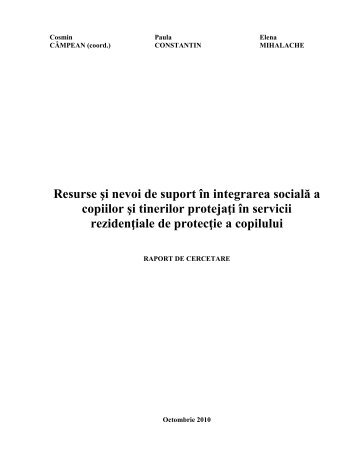 Resurse şi nevoi de suport în integrarea socială a copiilor şi ... - CRIPS