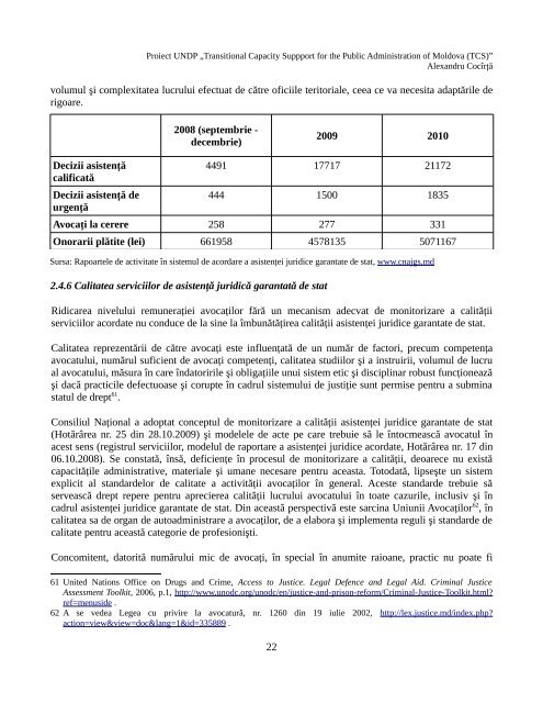 Sistemul de asistenţă juridică garantată de stat din Moldova ... - cnajgs