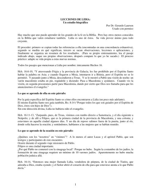 LECCIONES DE LIDIA: Un estudio biográfico Por Dr. Gerardo ...