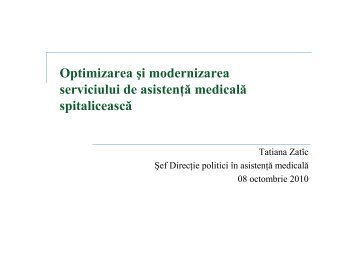 Optimizarea şi modernizarea serviciului de asistenţă medicală ...