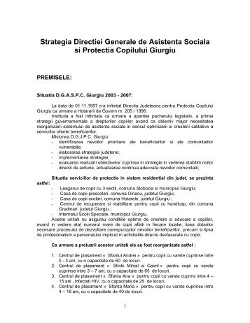 Strategia Directiei Generale de Asistenta Sociala - DGASPC Giurgiu