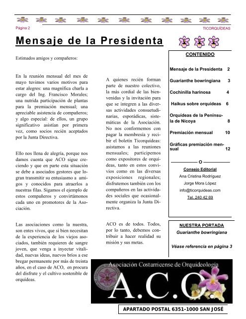 Boletín Mensual, Junio 2007 - Asociación Costarricense de ...