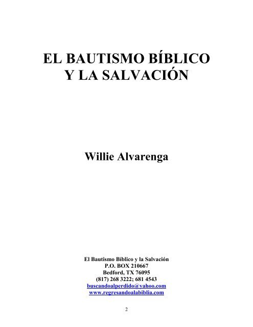 EL BAUTISMO BÍBLICO Y LA SALVACIÓN