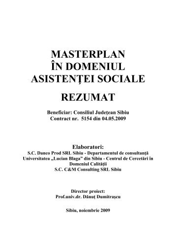 masterplan în domeniul asistenţei sociale rezumat - Consiliul ...