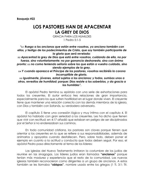 los pastores han de apacentar - Iglesia de Convertidos a Cristo