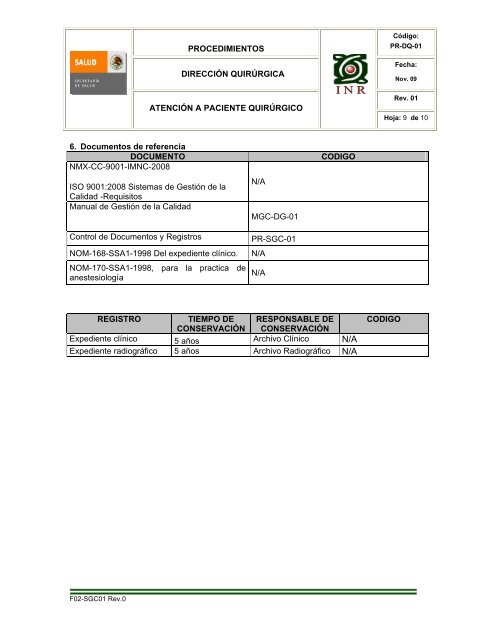 atención a paciente quirúrgico - Inicio - Instituto Nacional de ...