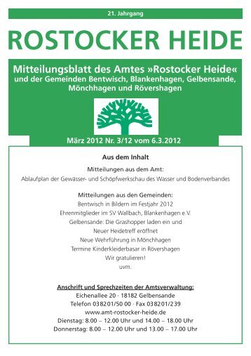 Mitteilungsblatt des Amtes - Amt Rostocker Heide