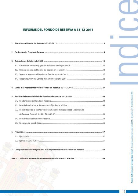 Informe del Fondo de Reserva a 31-12-2011 - Seguridad Social