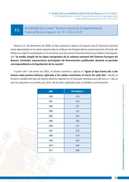 Informe del Fondo de Reserva a 31-12-2011 - Seguridad Social