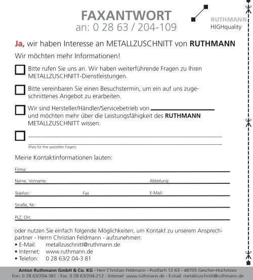 ZUSCHNITT METALL - RUTHMANN