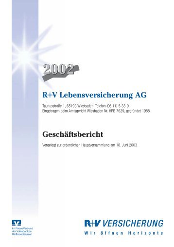 R+V Lebensversicherung AG Geschäftsbericht - R+V Versicherung