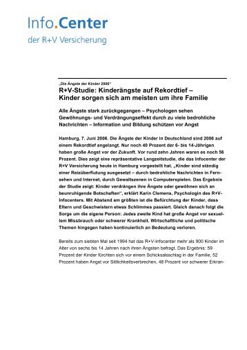 Die Ängste der Kinder 2006 - R+V Versicherung