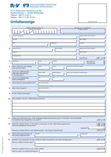 Formular Schadenanzeige - R+V Versicherung