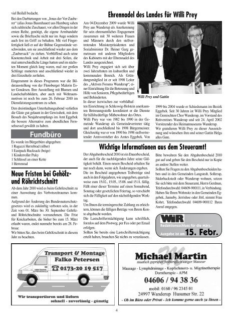 Nr. 2 · Februar 2010 · 38. Jahrgang Informationsblatt ... - Amt Eggebek