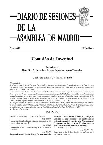 DSAM nº 618, de 27 de abril de 1998. IV Leg - Asamblea de Madrid