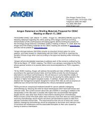 Amgen Statement on Briefing Materials Prepared for ODAC Meeting ...