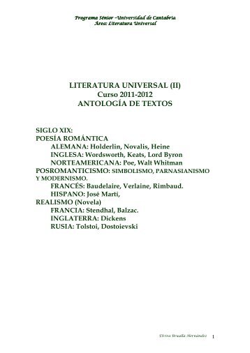 LITERATURA UNIVERSAL - Universidad de Cantabria