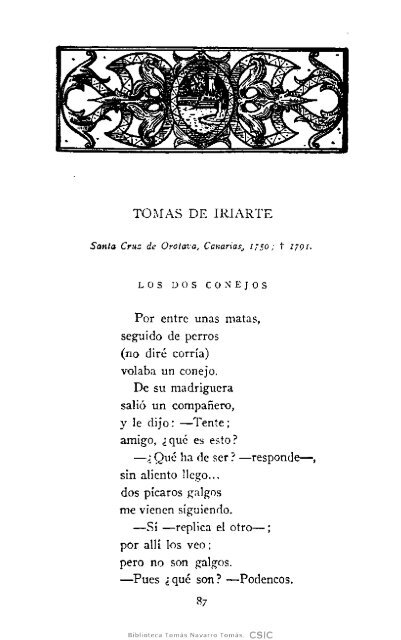 y cuentos en verso - Biblioteca Tomás Navarro Tomás