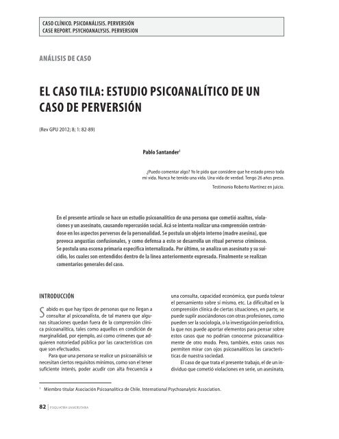 El caso Tila: EsTudio psicoanalíTico dE un caso dE ... - Revista GPU