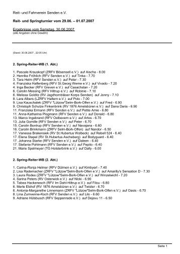 Ergebnis 30.06.2007 - Reit- und Fahrverein Senden e.V.