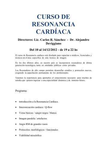 CURSO DE RESONANCIA CARDÍACA