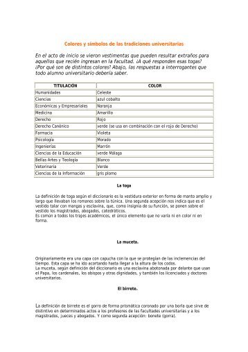 Colores y símbolos de las tradiciones universitarias