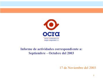 Informe de actividades correspondiente a: Septiembre ... - OCRA