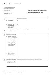 Antrag auf Annahme von Geldhinterlegungen - Amtsgericht Pforzheim