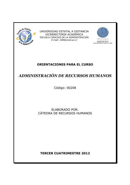 administración de recursos humanos - Universidad Estatal a Distancia