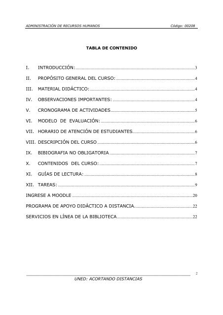 administración de recursos humanos - Universidad Estatal a Distancia