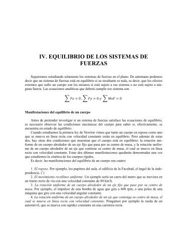 IV. Equilibrio de los sistemas de fuerzas..77