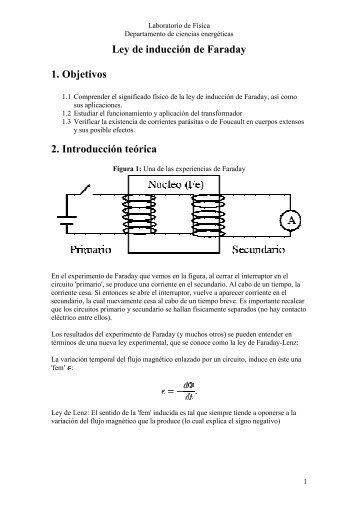 Ley de inducción de Faraday 1. Objetivos 2. Introducción teórica