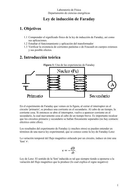 Ley de inducción de Faraday 1. Objetivos 2. Introducción teórica