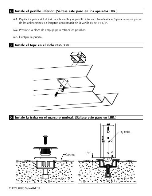 Instrucciones de Instalación 94/9547 Aparato de Salida - Von Duprin