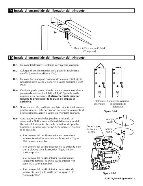 Instrucciones de Instalación 94/9547 Aparato de Salida - Von Duprin