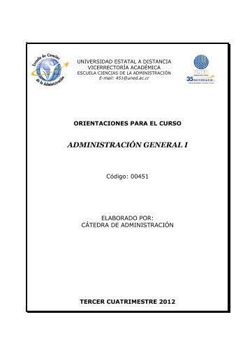 ADMINISTRACIÓN GENERAL I - Universidad Estatal a Distancia