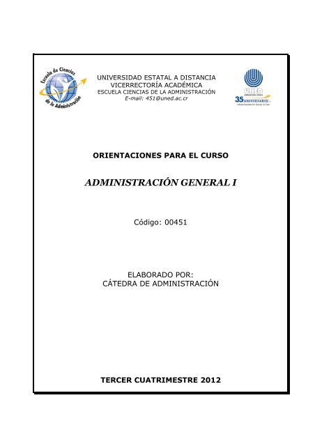 ADMINISTRACIÓN GENERAL I - Universidad Estatal a Distancia