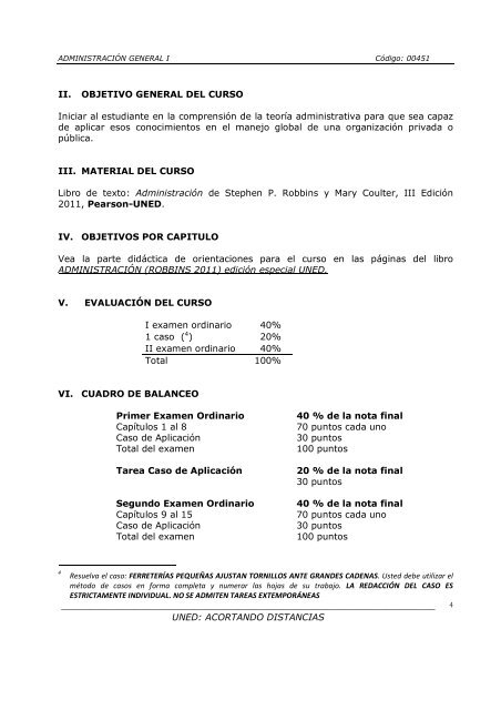 ADMINISTRACIÓN GENERAL I - Universidad Estatal a Distancia