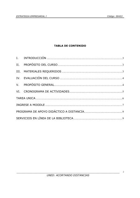 ESTRATEGIA EMPRESARIAL I - Universidad Estatal a Distancia