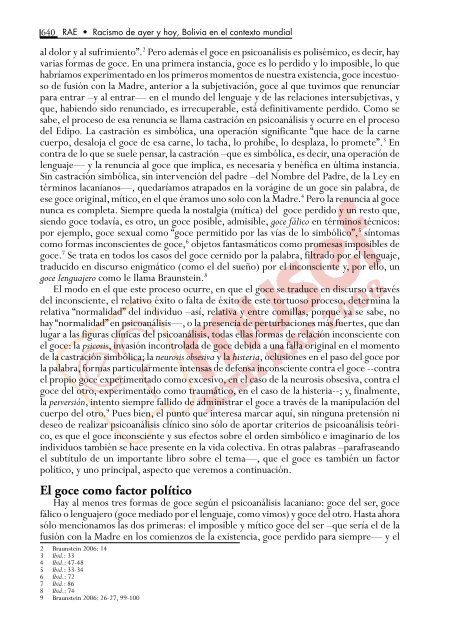 Goce racista. Una aproximación lacaniana al racismo en Bolivia