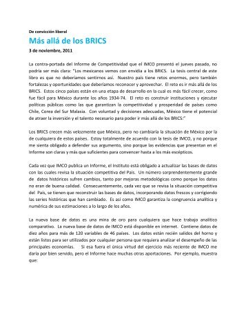 Más allá de los BRICS - Instituto Mexicano para la Competitividad AC