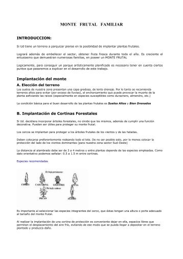 MONTE FRUTAL FAMILIAR - ProHuerta - INTA