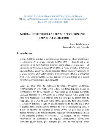 normas recientes de la rae y su aplicación en el trabajo ... - Ascot Perú