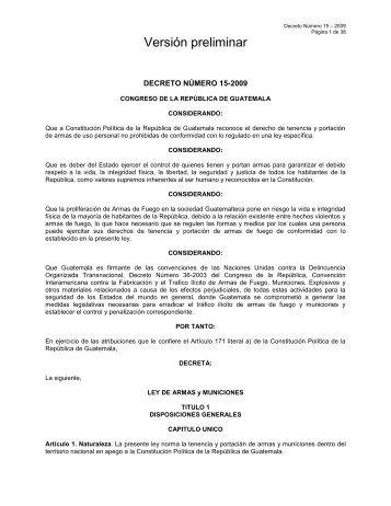 Decreto 15-2009 Congreso de la República